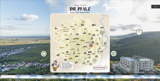 Touransicht mit &Uuml;bersichtskarte am Hambacher Schloss